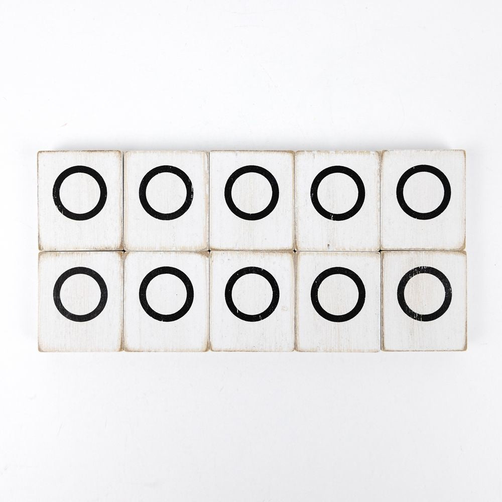Wood Letter Tiles - "O" White & Black (Set of 10) | Letterboard Collection