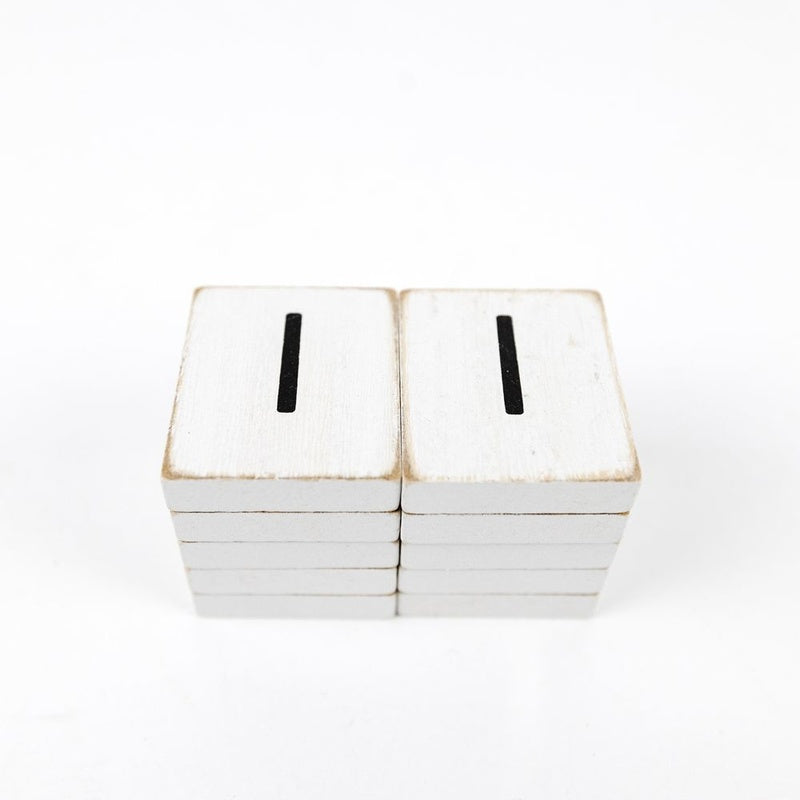 1.5" X 1.75" X .25" Wood Letter Tile Set of 10 (I) White/Black