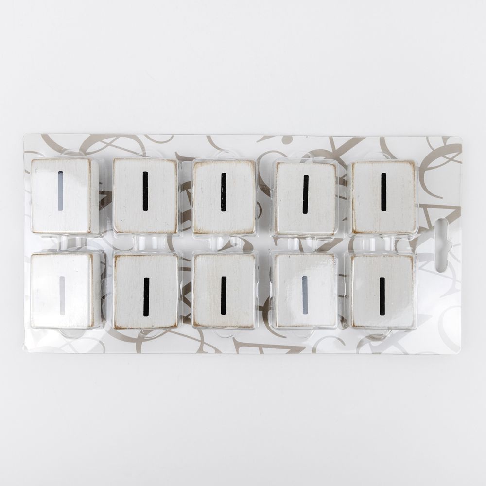 Wood Letter Tiles - "I" White & Black (Set of 10) | Letterboard Collection