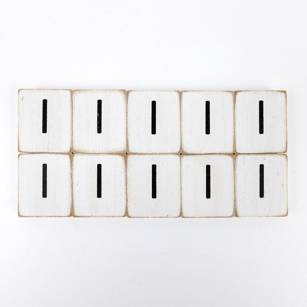 Wood Letter Tiles - "I" White & Black (Set of 10) | Letterboard Collection