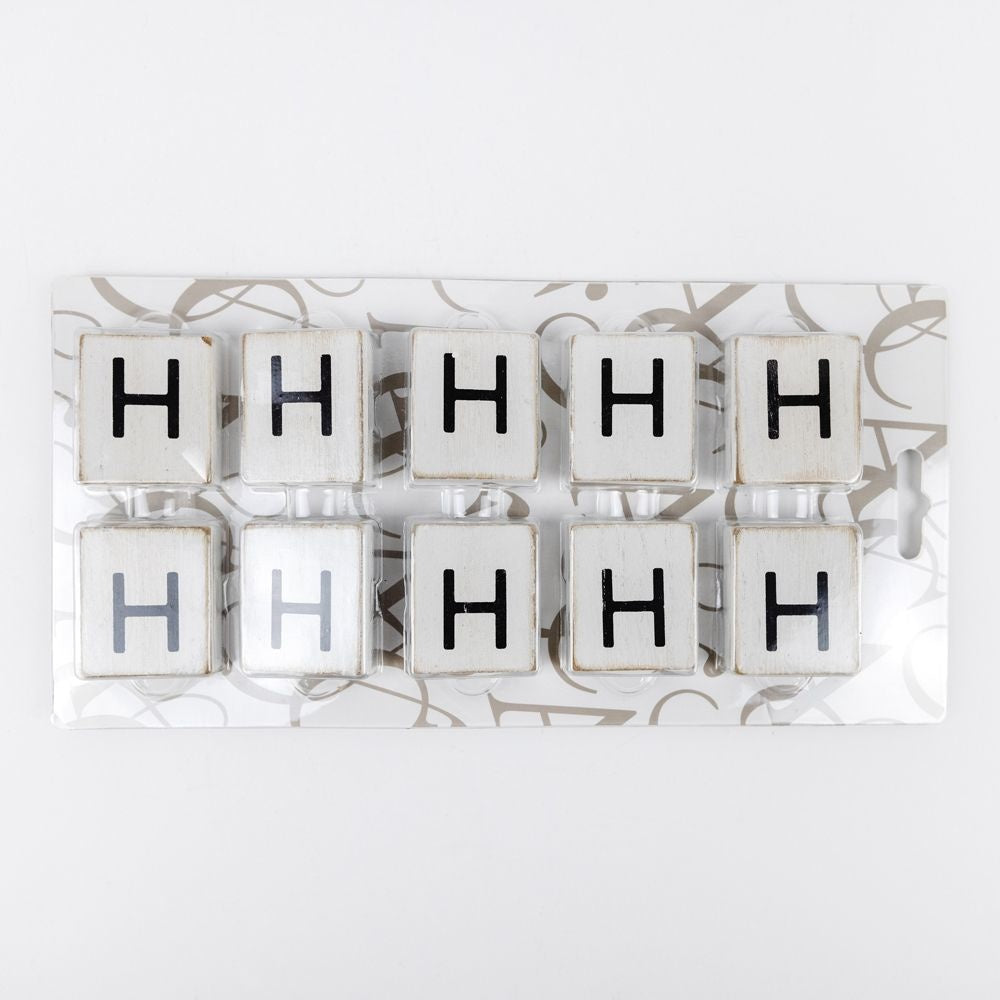Wood Letter Tiles - "H" White & Black (Set of 10) | Letterboard Collection