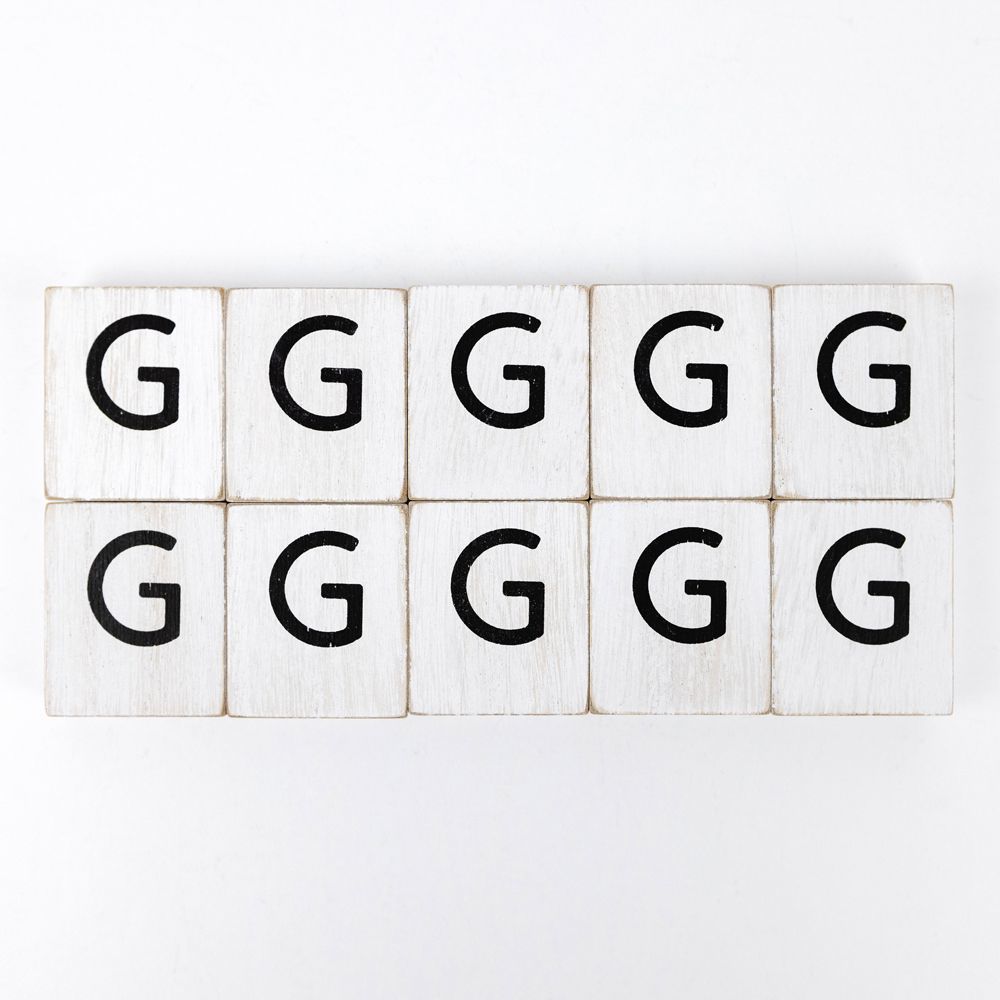 Wood Letter Tiles - "G" White & Black (Set of 10) | Letterboard Collection