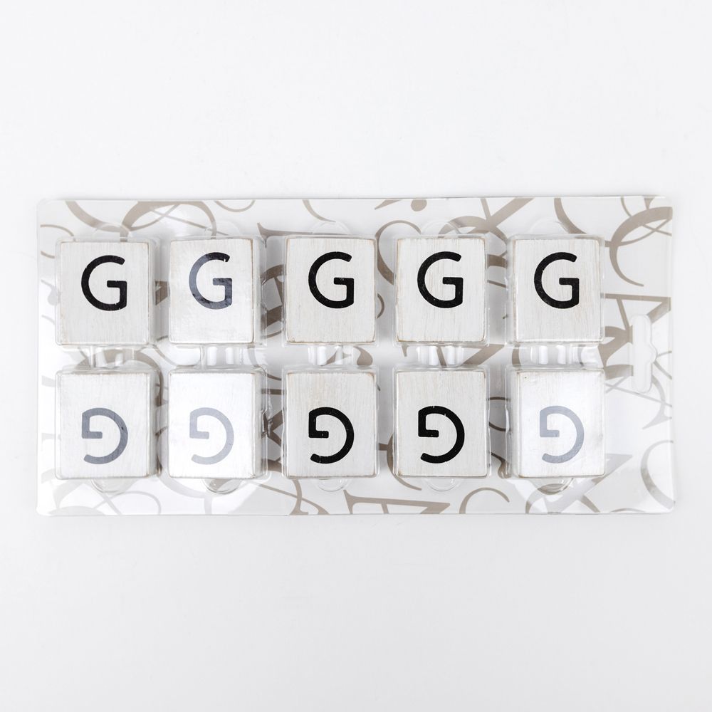 Wood Letter Tiles - "G" White & Black (Set of 10) | Letterboard Collection