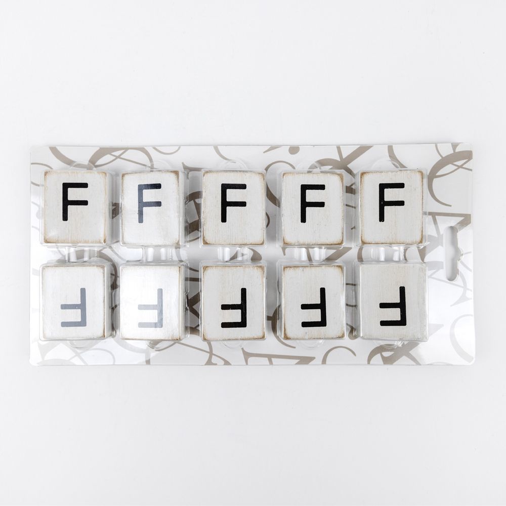 Wood Letter Tiles - "F" White & Black (Set of 10) | Letterboard Collection