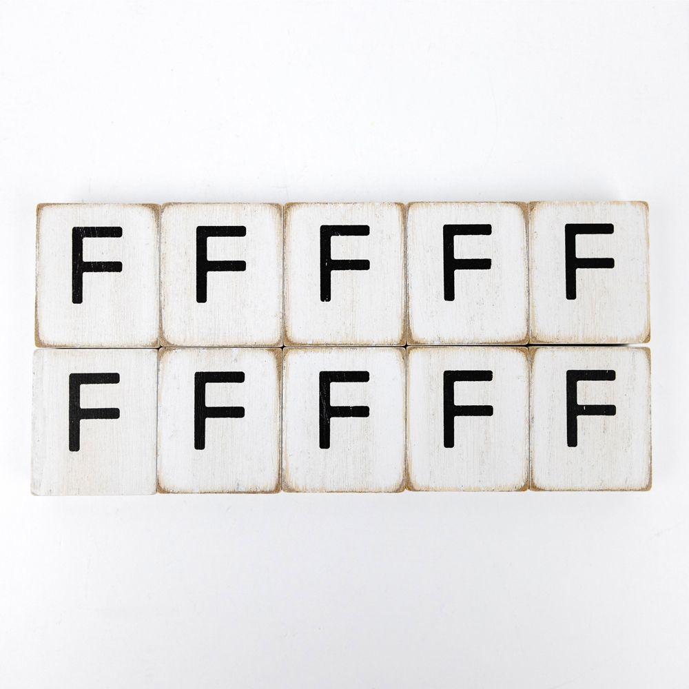 Wood Letter Tiles - "F" White & Black (Set of 10) | Letterboard Collection