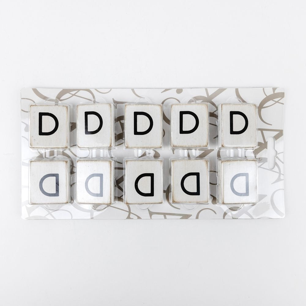 Wood Letter Tiles - "D" White & Black (Set of 10) | Letterboard Collection