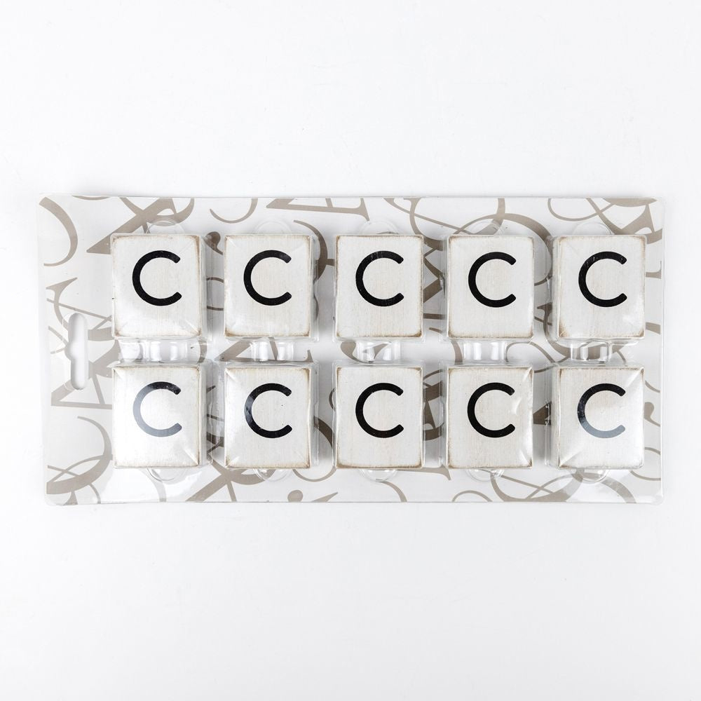 Wood Letter Tiles - "C" White and Black (Set of 10) | Letterboard Collection