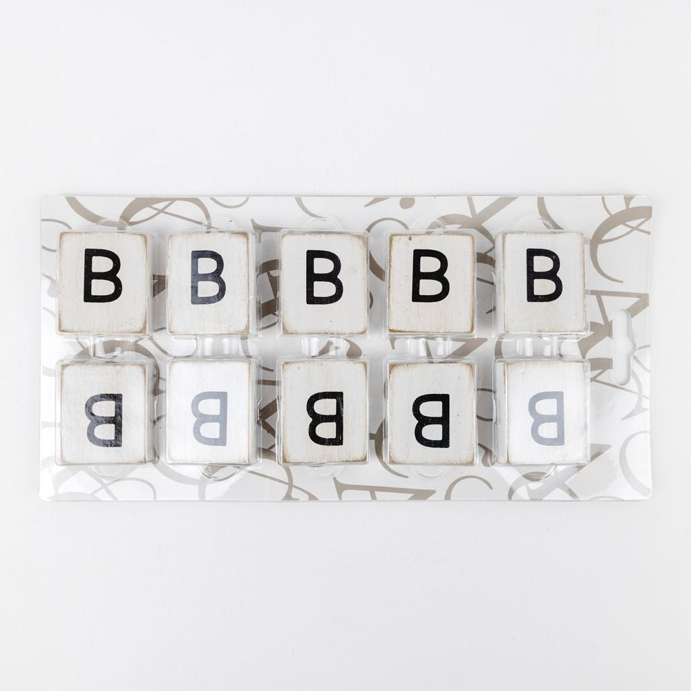 Wood Letter Tiles - "B" White & Black (Set of 10) | Letterboard Collection
