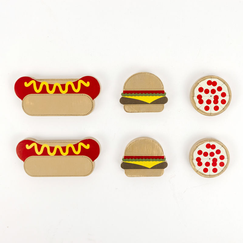 2.5" X 1.75" X .25" Wood Shapes Set of 6 (Fast Food) Multicolor