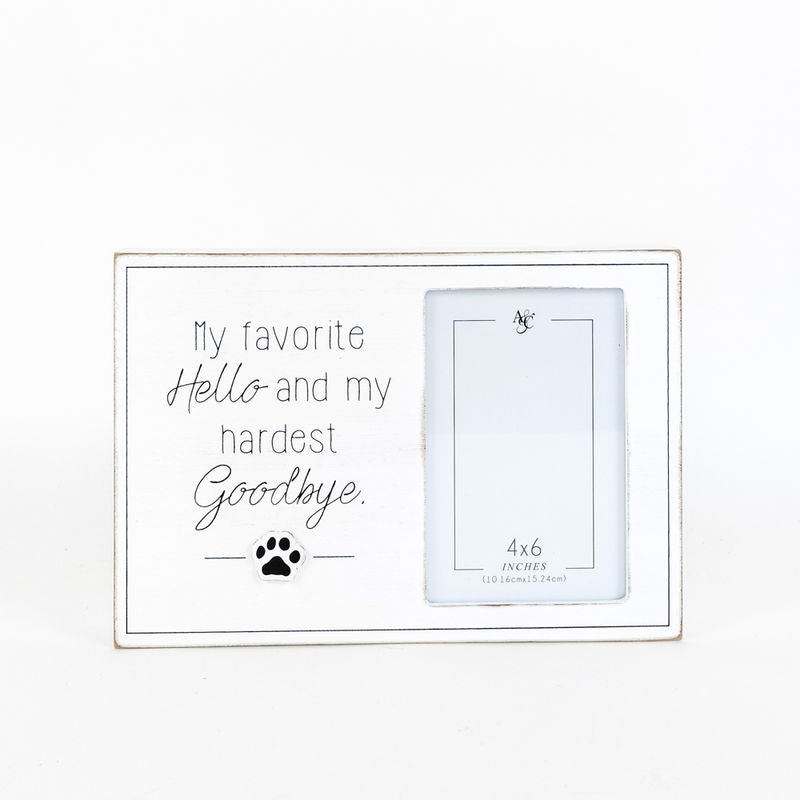 10" X 7" X 1.5" Wood Photo Frame (Favorite Hello And My Hardest Goodbye) White/Black (4" X 6")