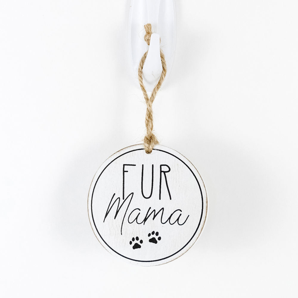 3" Reversible Wood Tag - Fur Mama | White and Black
