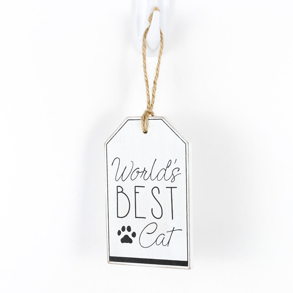 5" Reversible Wood Tag - World's Best Pet | White and Black
