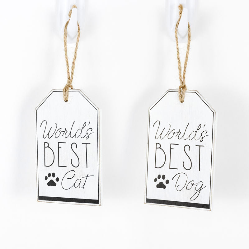 3" X 5" X .25" Reversible Wood Tag (Best Cat/Dog) White/Black