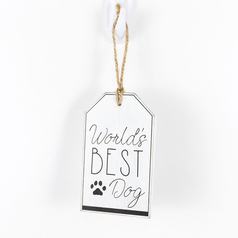 5" Reversible Wood Tag - World's Best Pet | White and Black