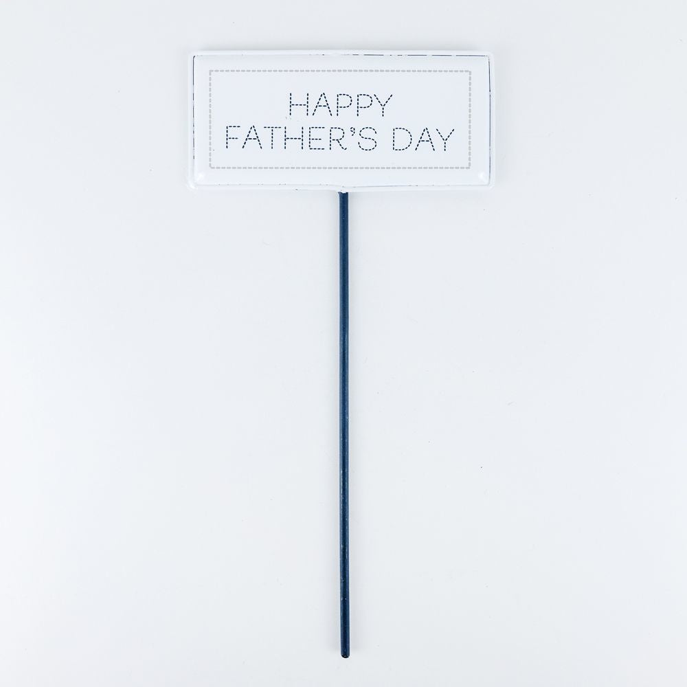12" Metal Enamel Pick - Happy Father's Day | White and Gray
