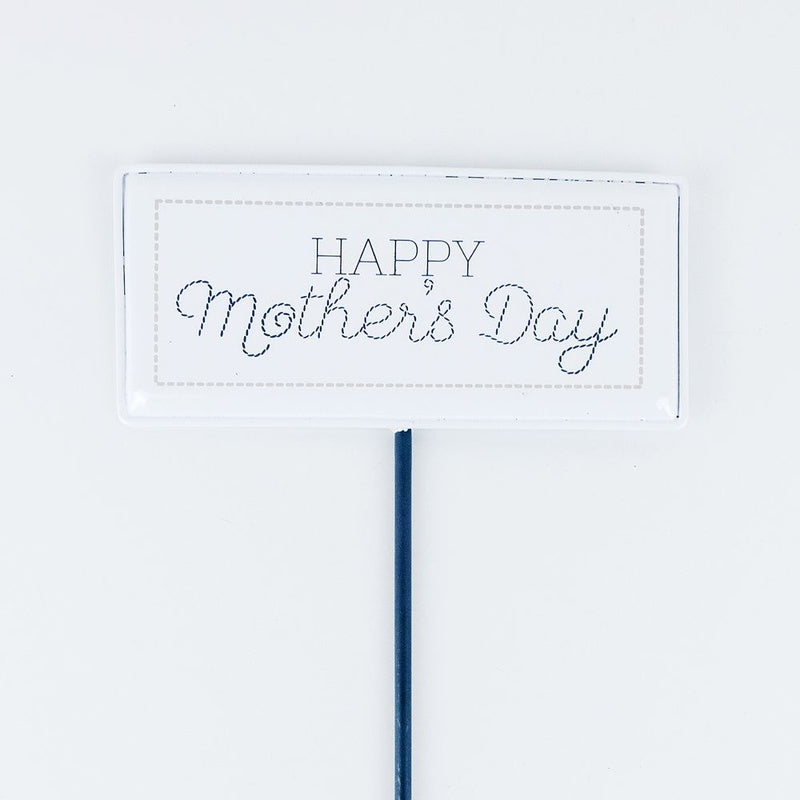 5.25" X 12" X .5" Metal Enamel Pick (Happy Mother's Day) White/Gray