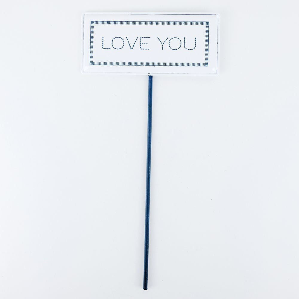 12" Metal Enamel Pick - Love You | White and Gray