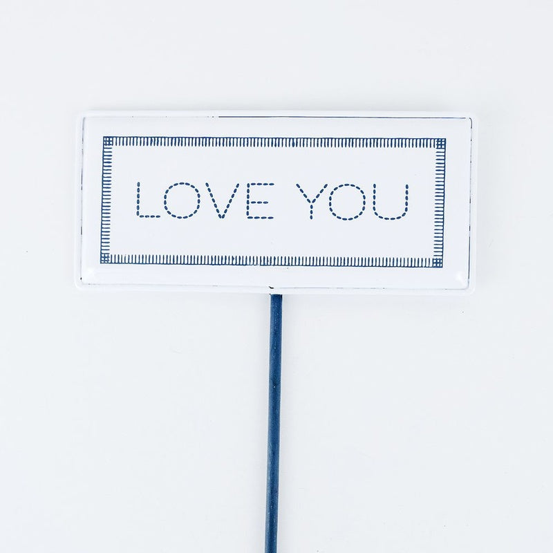 5.25" X 12" X .5" Metal Enamel Pick (Love You) White/Gray