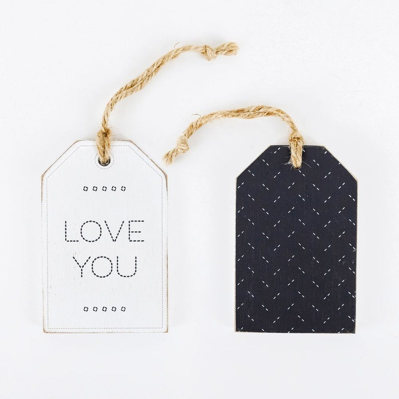 2.5" X 4" X .25" Reverisible Wood Tag (Love You) White/Gray