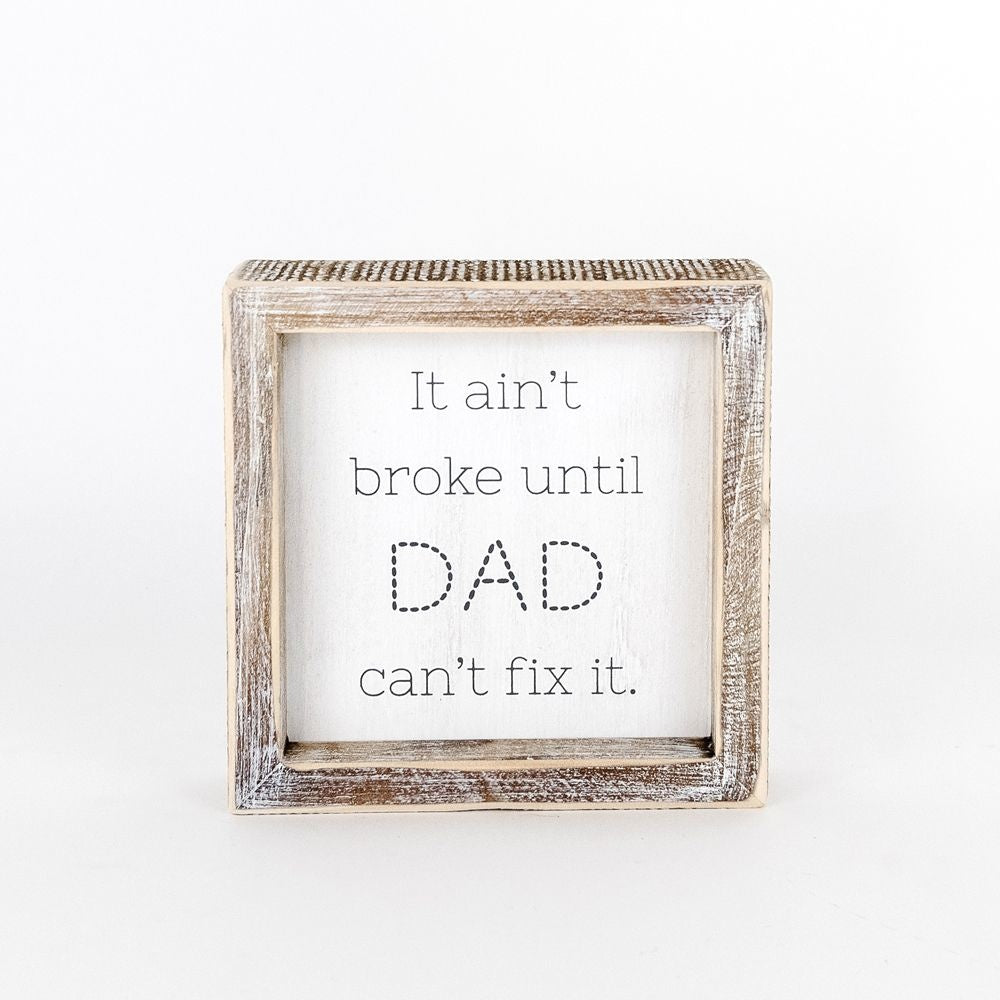 6" Reversible Wood Frame Sign - Dad and Yes | White and Grey