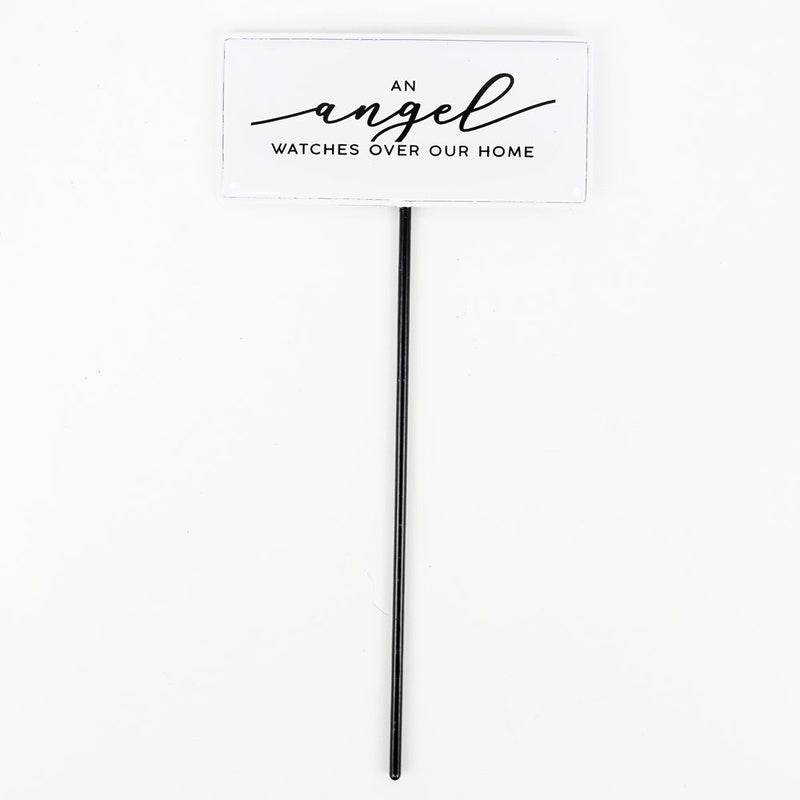 6" X 3" Metal Enamel Pick (Angel) White/Black