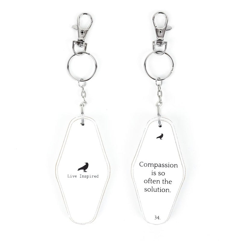 2x4x.5 rvs wood keychain (COMPASSION) wh/bk — supplier image
