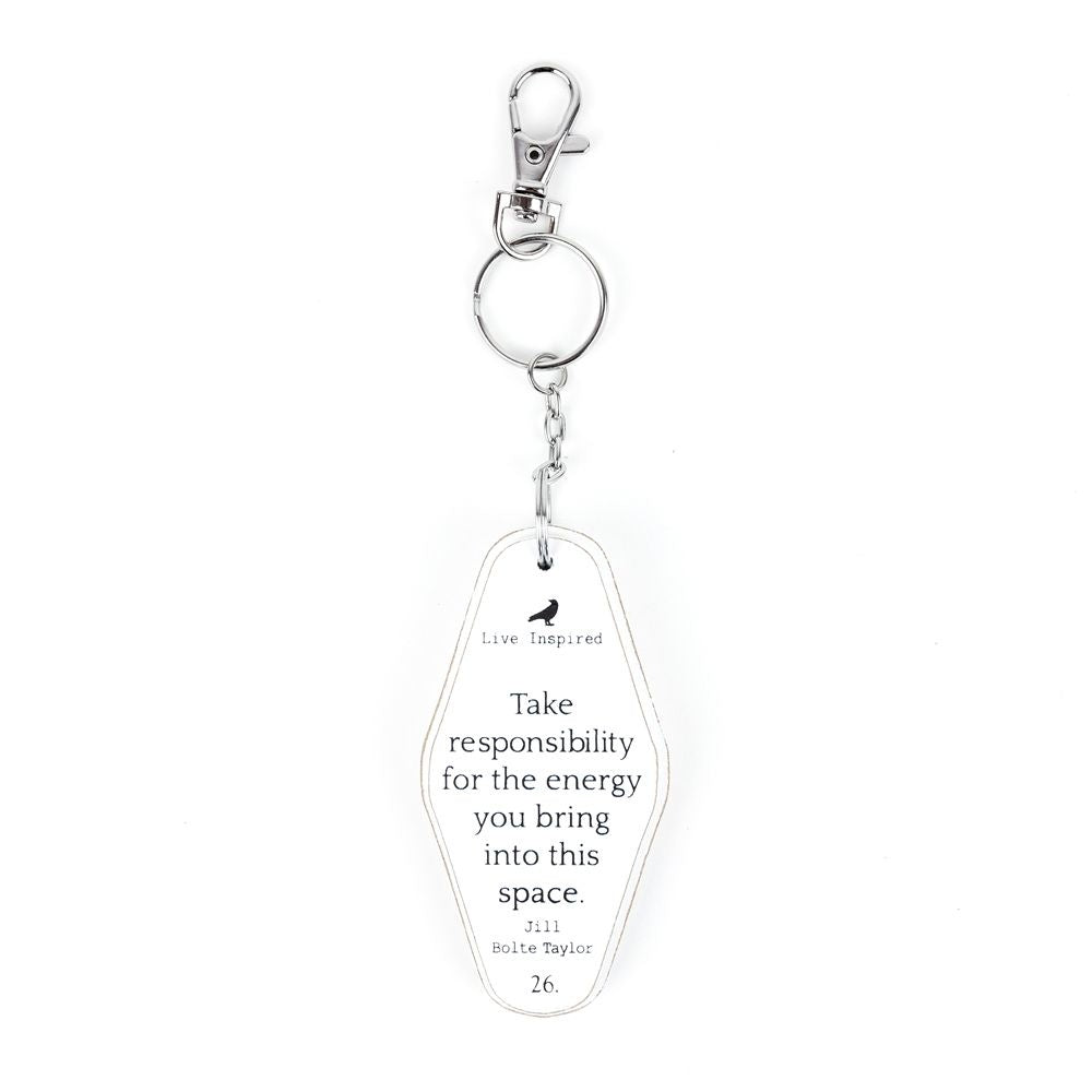 4” Reversible Wood Keychain - Energy | White and Black