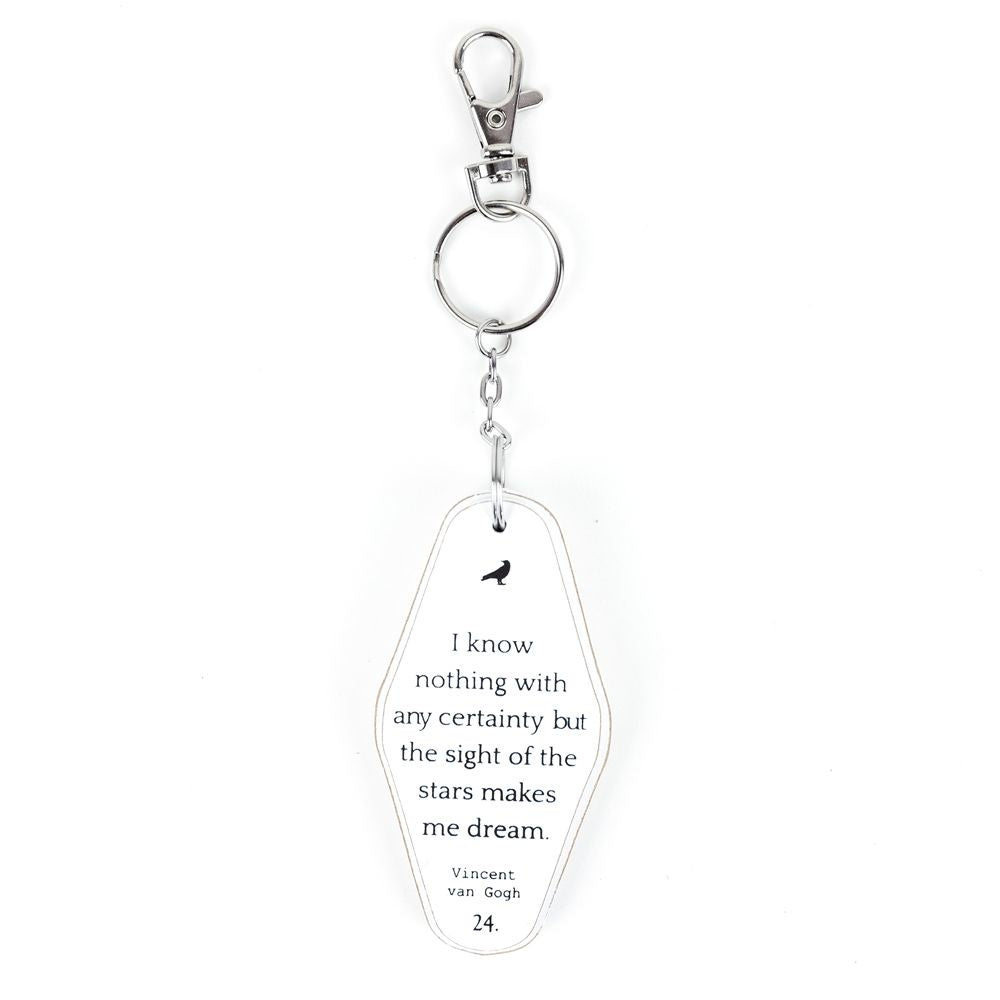 4” Reversible Wood Keychain - Stars Dream | White and Black