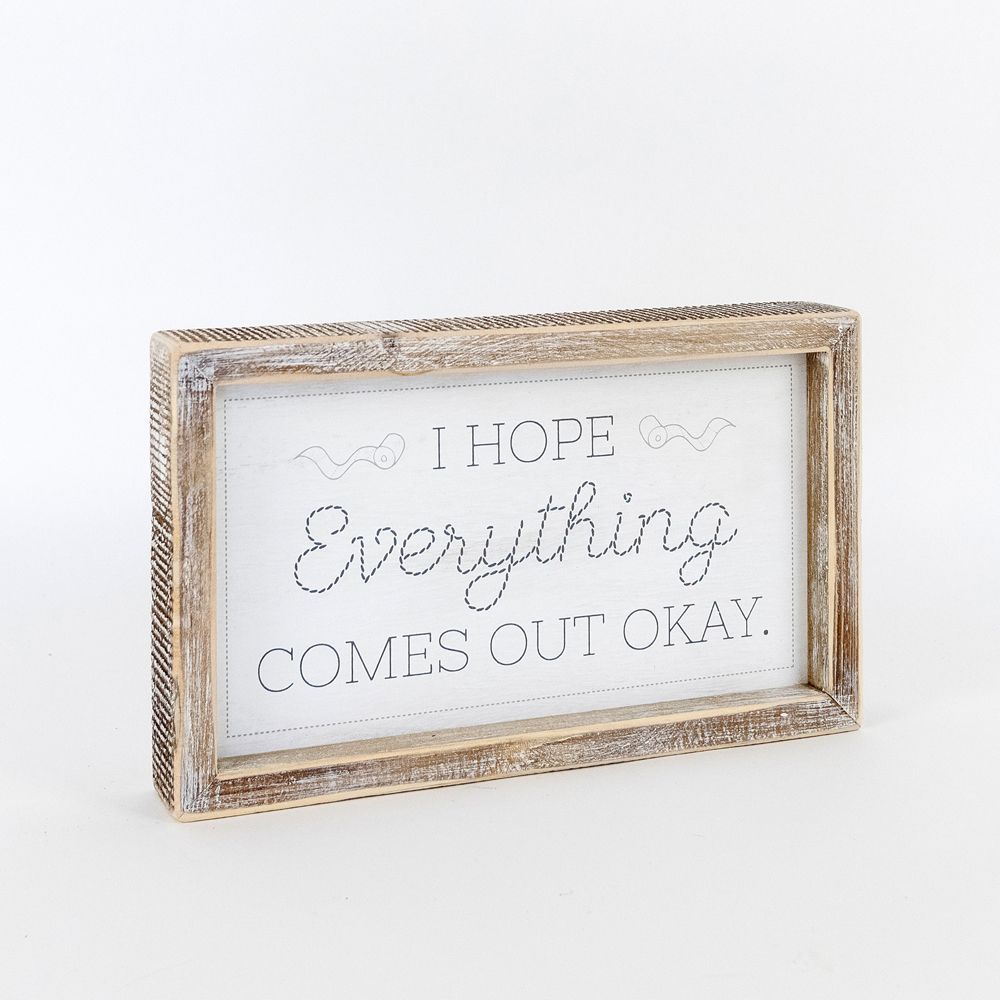 10" Reversible Wood Frame Sign - Seat/Hope | White and Gray | Washroom Collection