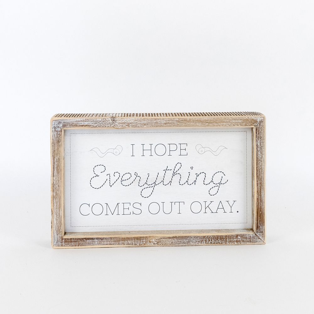10" Reversible Wood Frame Sign - Seat/Hope | White and Gray | Washroom Collection