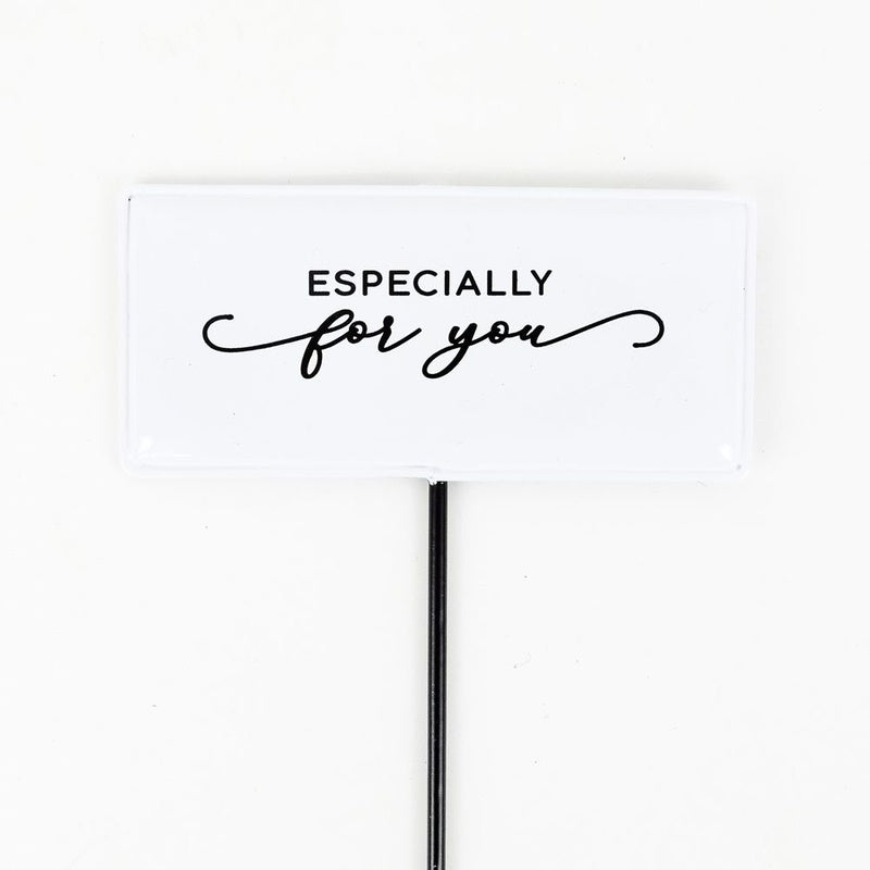 6" X 3" Metal Enamel Pick (Especially For You) White/Black
