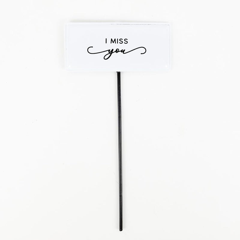 6" X 3" Metal Enamel Pick (I Miss You) White/Black