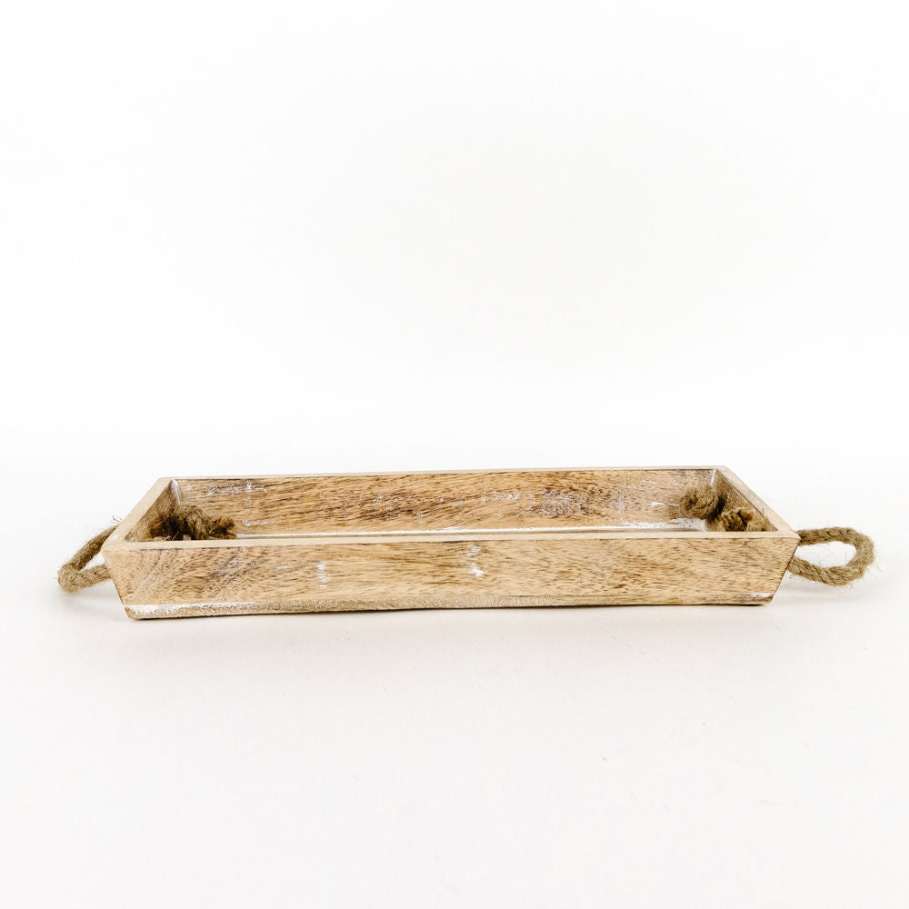 Mango Wood Nested Trays - Natural White (Set of 2)