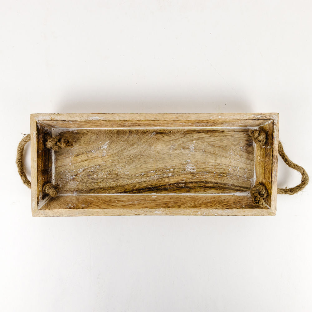 Mango Wood Nested Trays - Natural White (Set of 2)