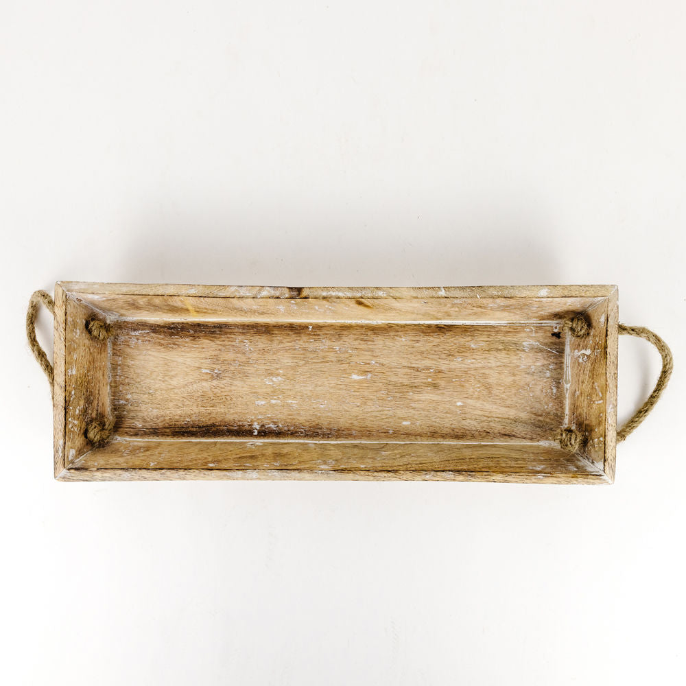 Mango Wood Nested Trays - Natural White (Set of 2)