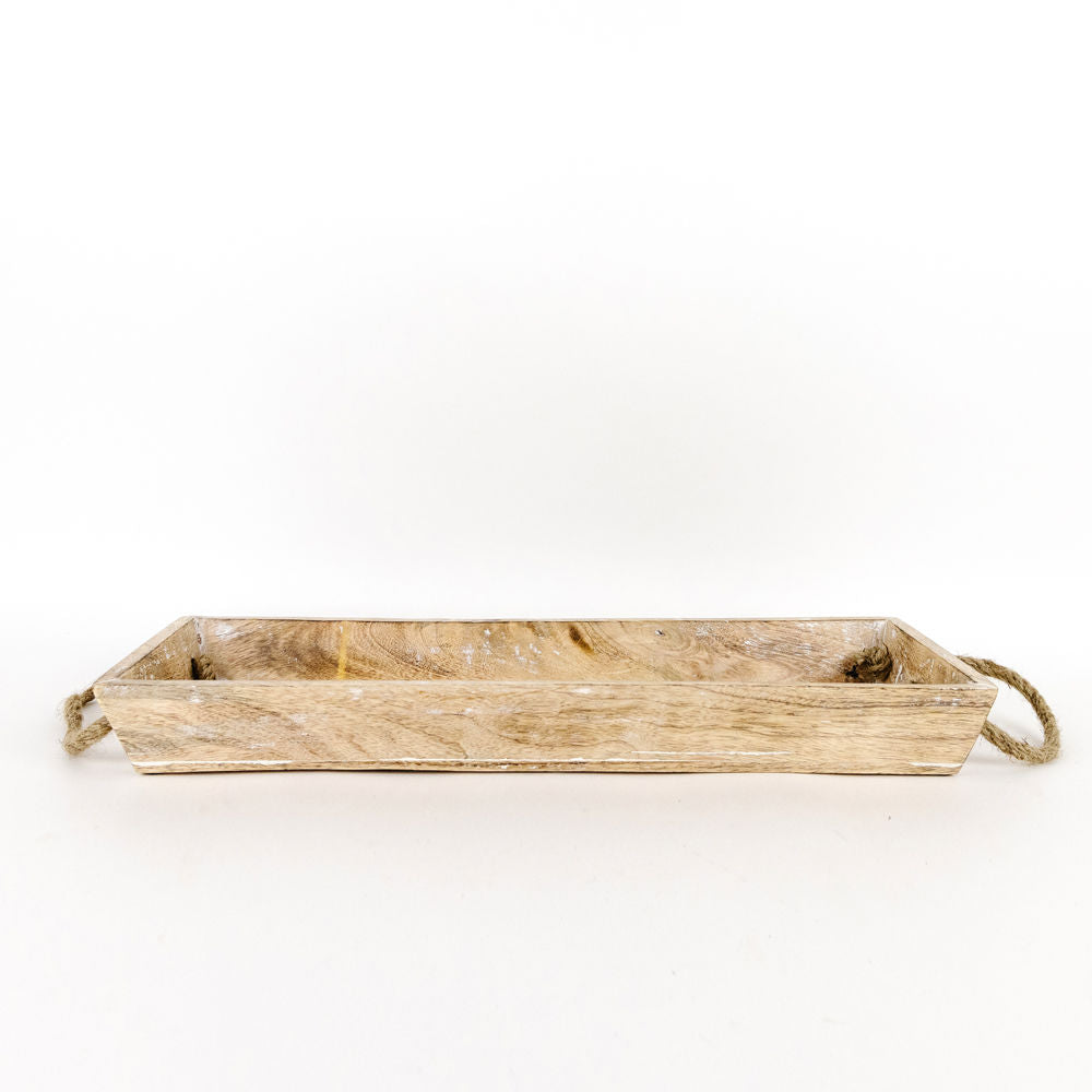Mango Wood Nested Trays - Natural White (Set of 2)