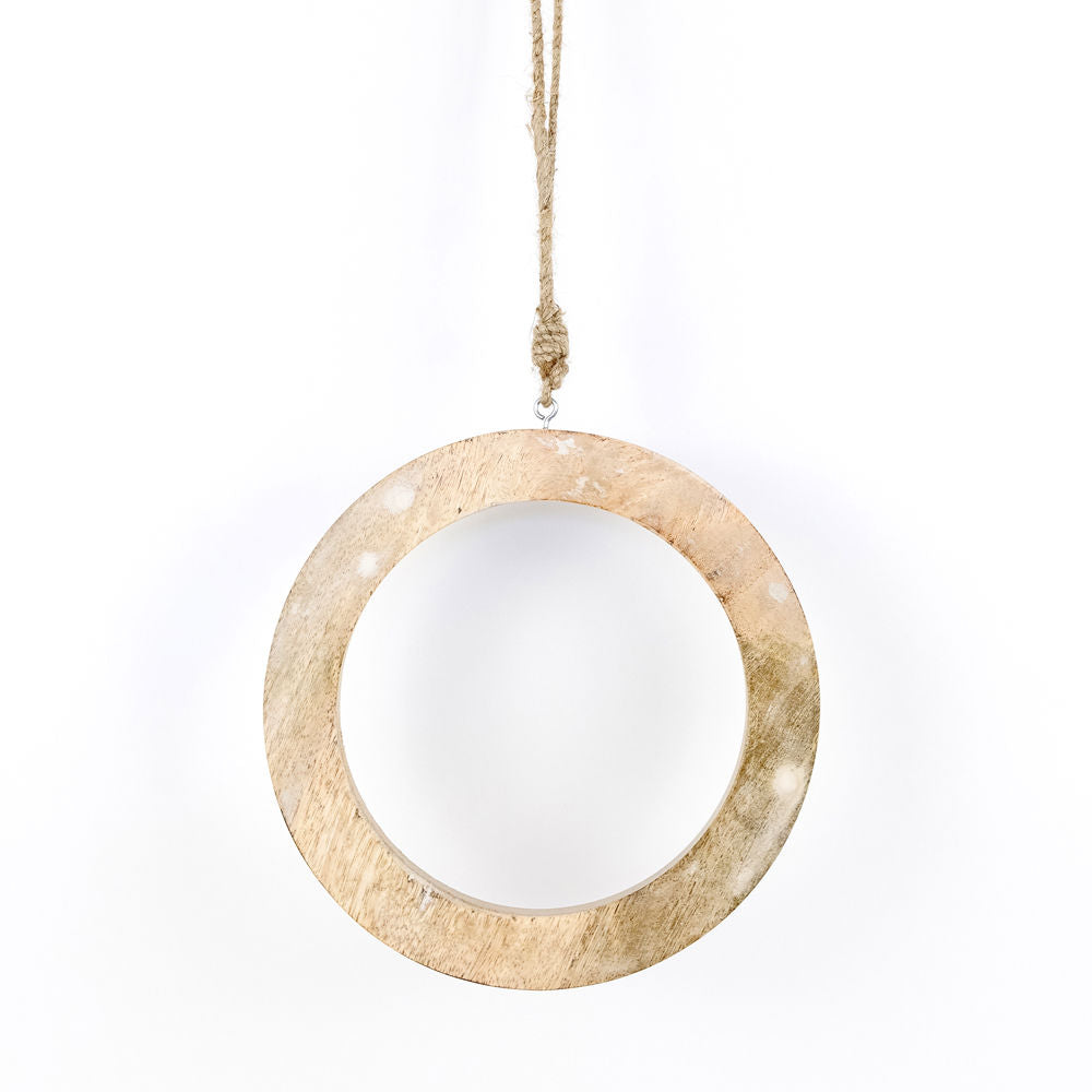 8" Mango Ornament - Circle | Natural and White