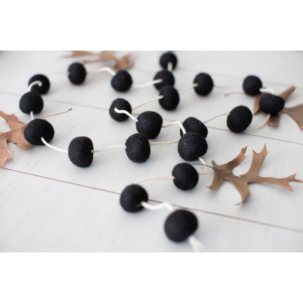 72" Felt Ball Garland | Black