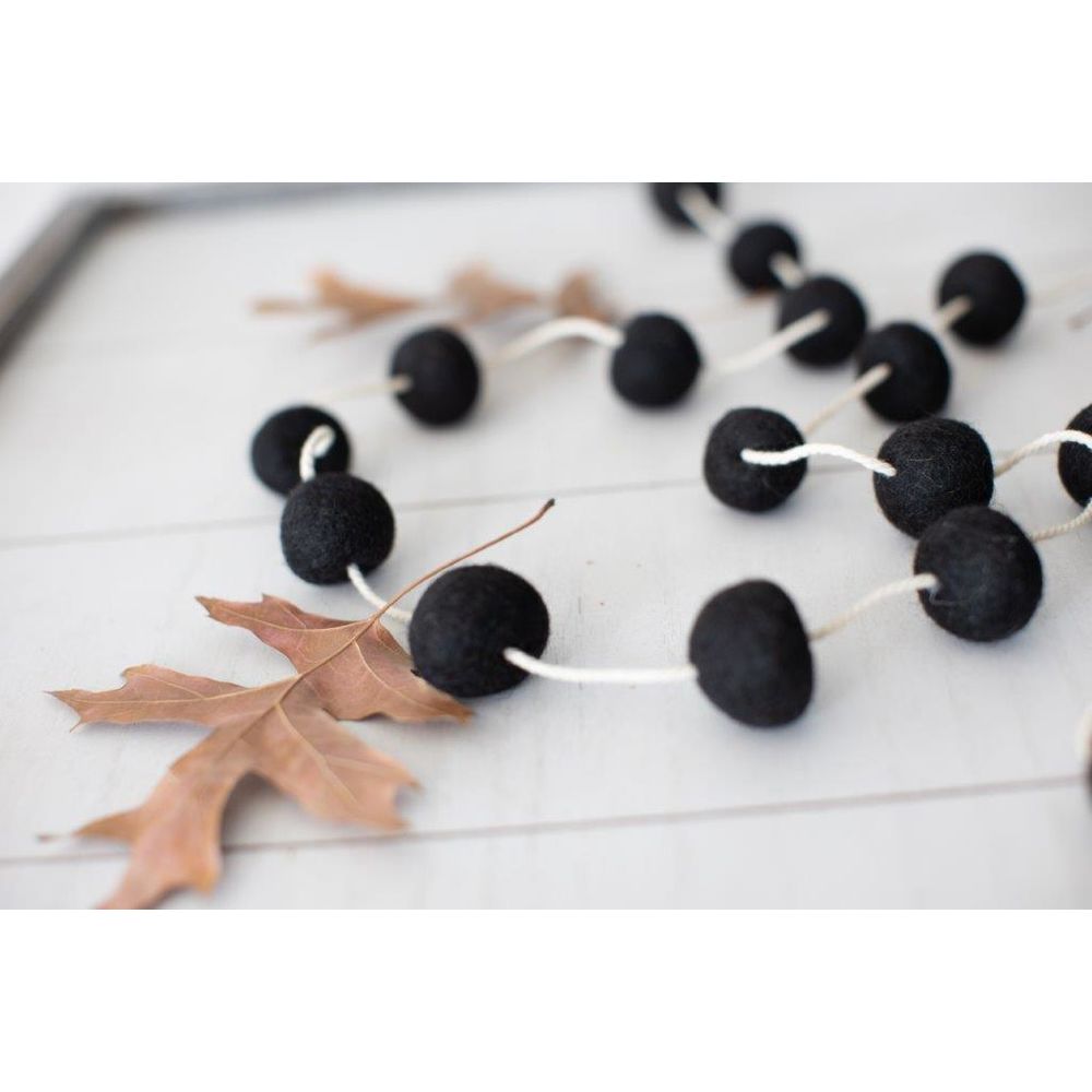 72" Felt Ball Garland | Black