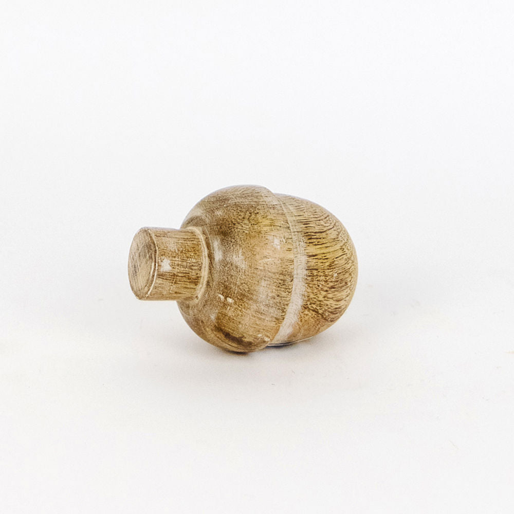 3.5" Mango Wood Shape - Acorn | Natural and White