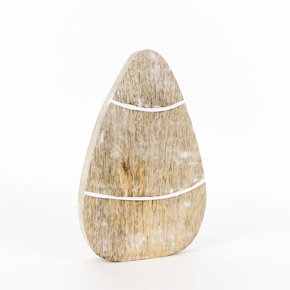 8.75" Mango Wood Cutout - Candy Corn | Natural White