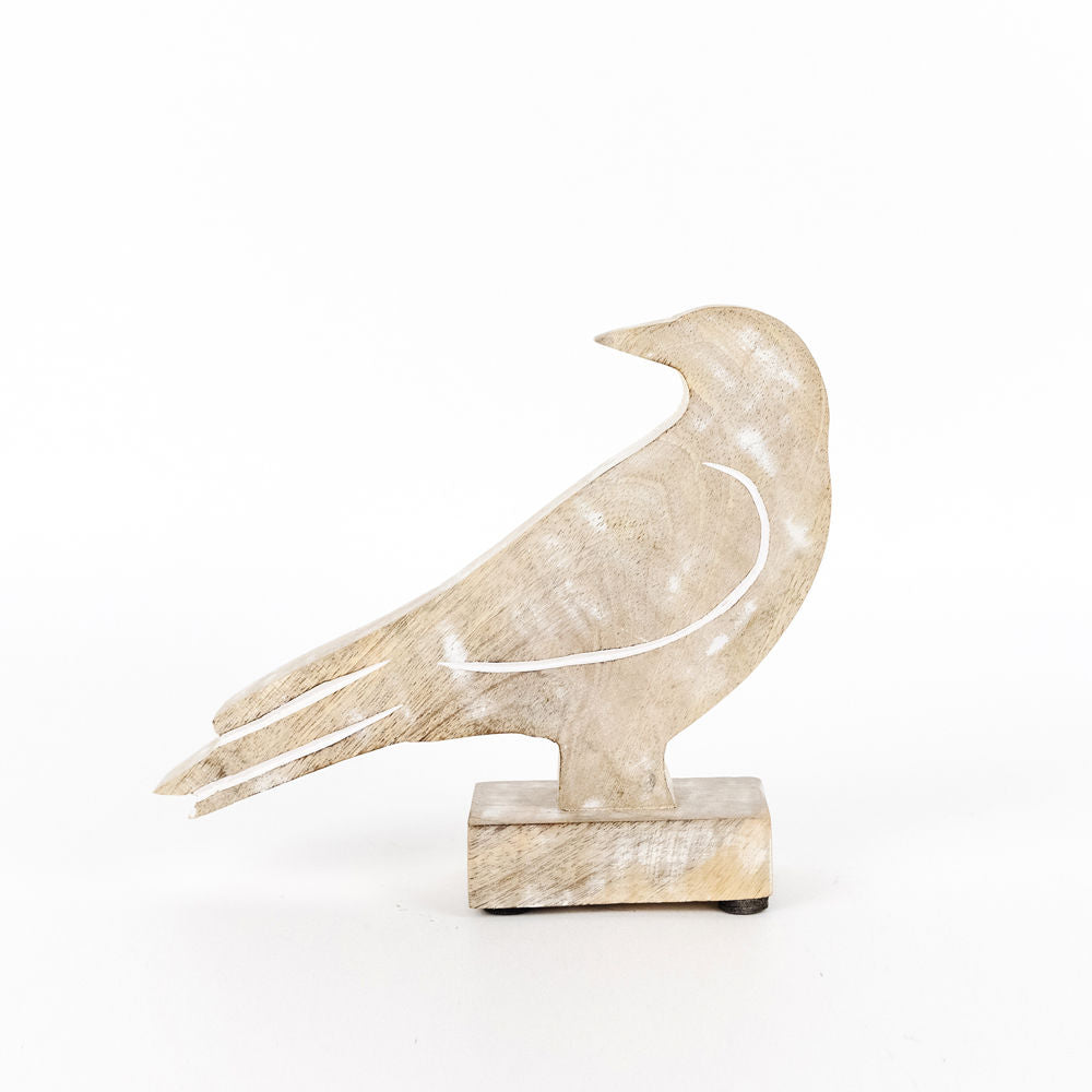 Mango Wood Bird Cutout Set - Natural White (Set of 2)