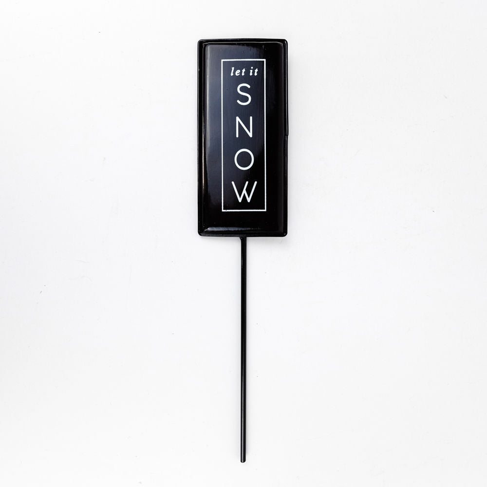 2.75" X 6" Metal Stake (Let It Snow) Black/White