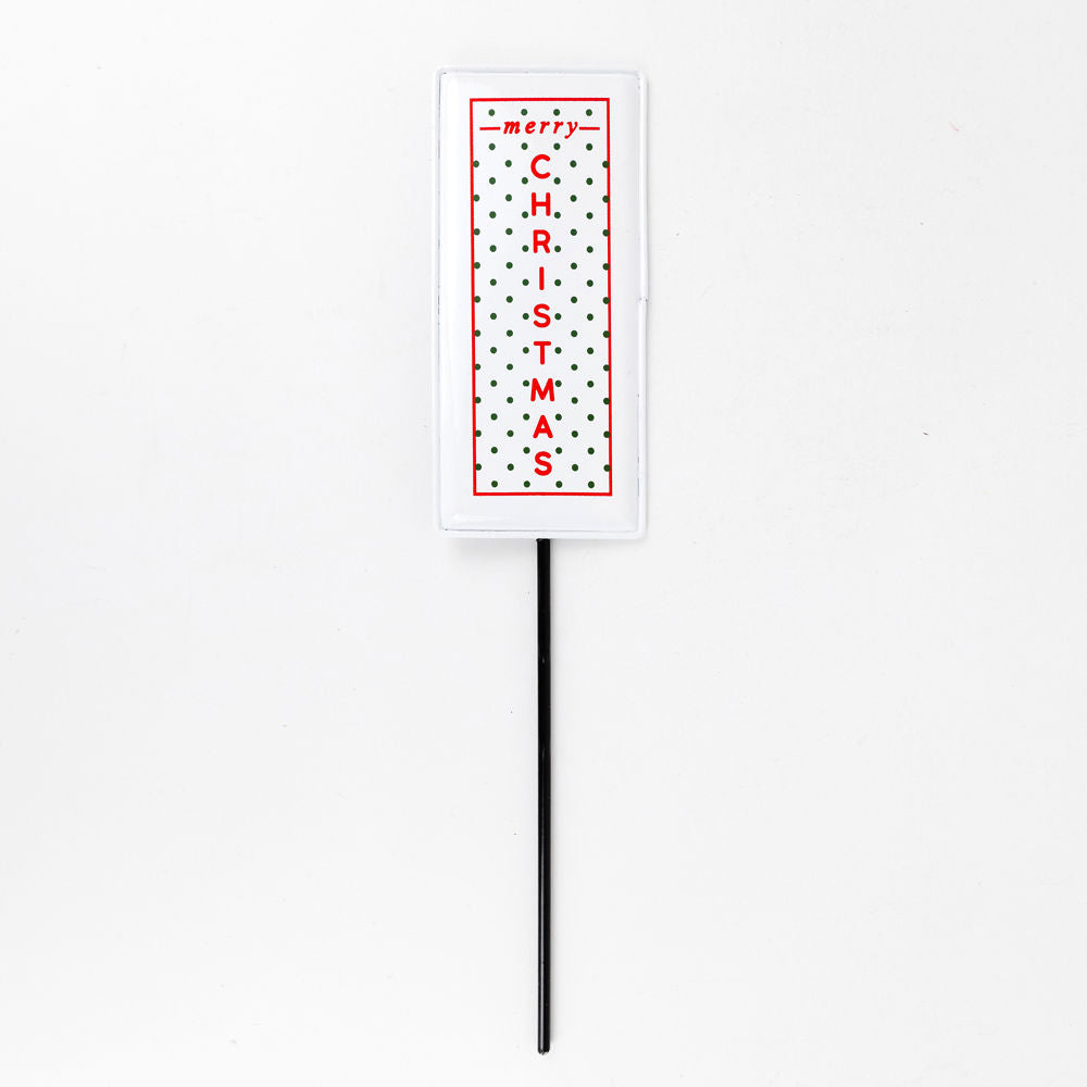 2.75" X 6" Metal Stake (Merry Christmas) White/Red/Green