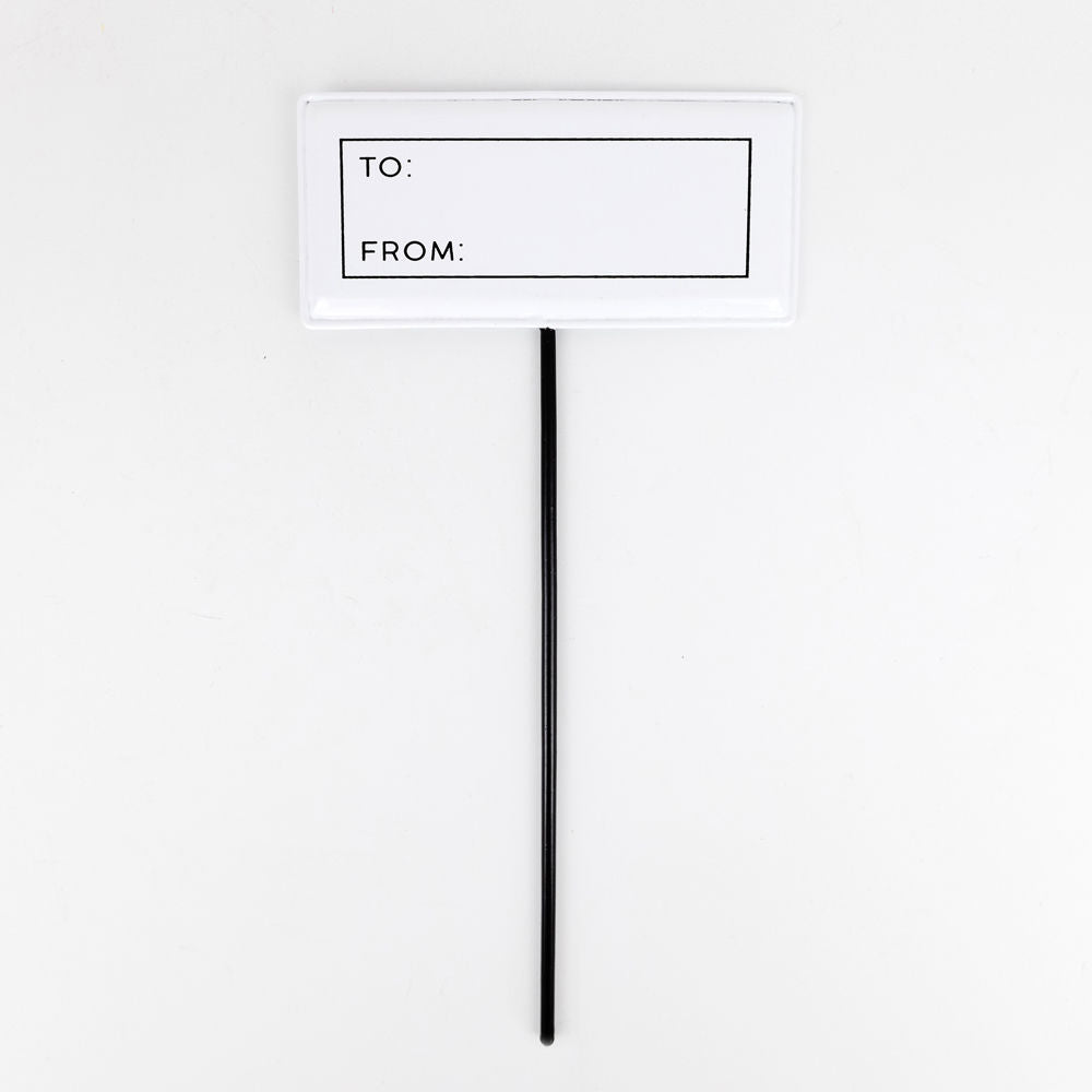 6" X 2.75" Metal Stake (To/From) White/Black