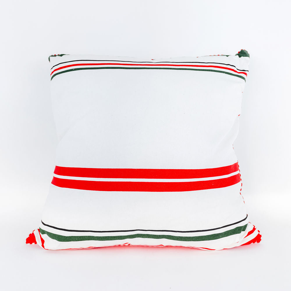 24" Reversible Pillow - Stripe and Polka Dot | White, Red and Green