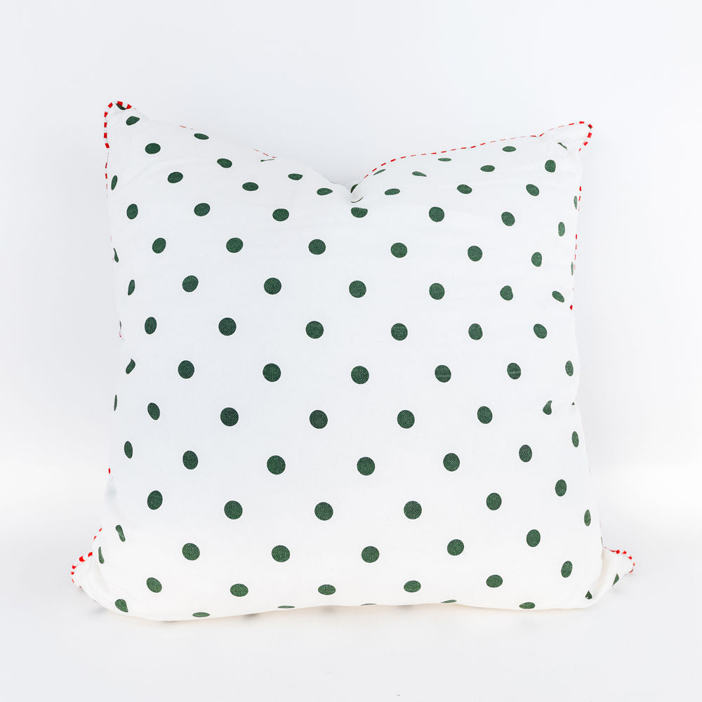 24" Reversible Pillow - Stripe and Polka Dot | White, Red and Green