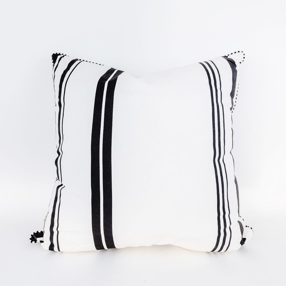 24" Reversible Pillow - Stripes and Polka Dots | White and Black