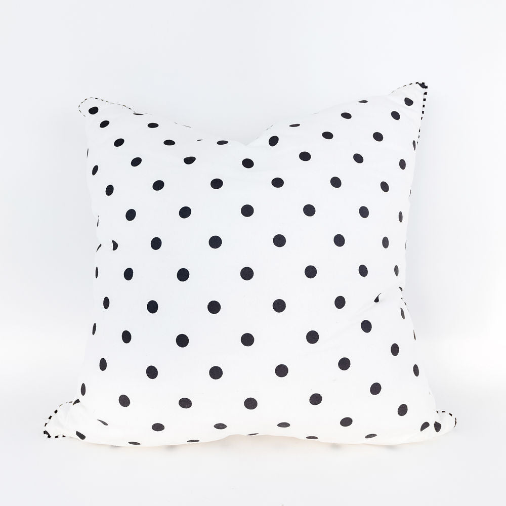 24" Reversible Pillow - Stripes and Polka Dots | White and Black
