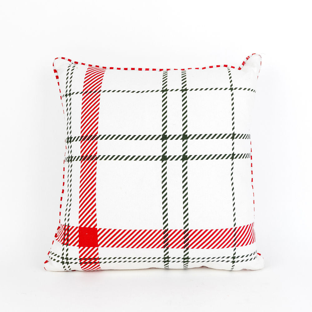 14" Reversible Pillow - Candy Cane | White, Red and Green